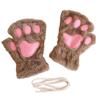 Women Cat Paw Gloves Cute Fuzzy Warm Half Finger Gloves Winter Plush Animal Paw Gloves for Girls Teens Cosplay Costume Parties Daily Wear
