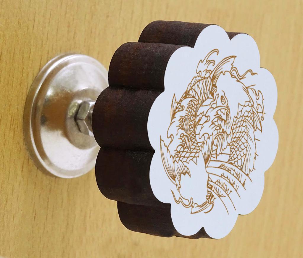 IBA Indianbeautifulart Braun Gravierte Knöpfe Packung mit 10 Hölzernen Schranktürknöpfen Schublade