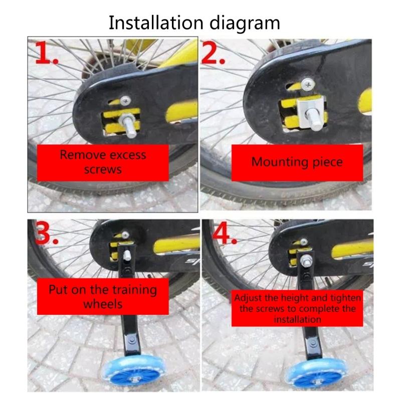 Bike Wheels Training Wheel Kids 12-20" Flashing Stabilisers Children Adult Accessories Light Stabiliser Led Stabilizer