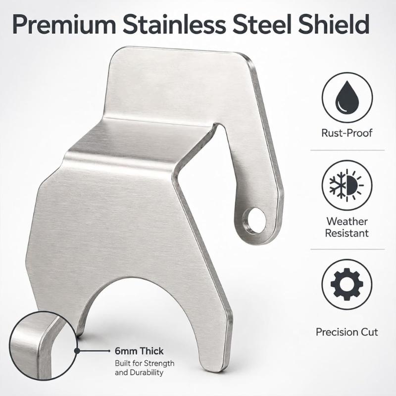 Rear Door Lock Area Cover for 2022-Up Rear Door Application, Stainless Steel Trim Guard Built for Daily Truck Access Dust and Moisture Control