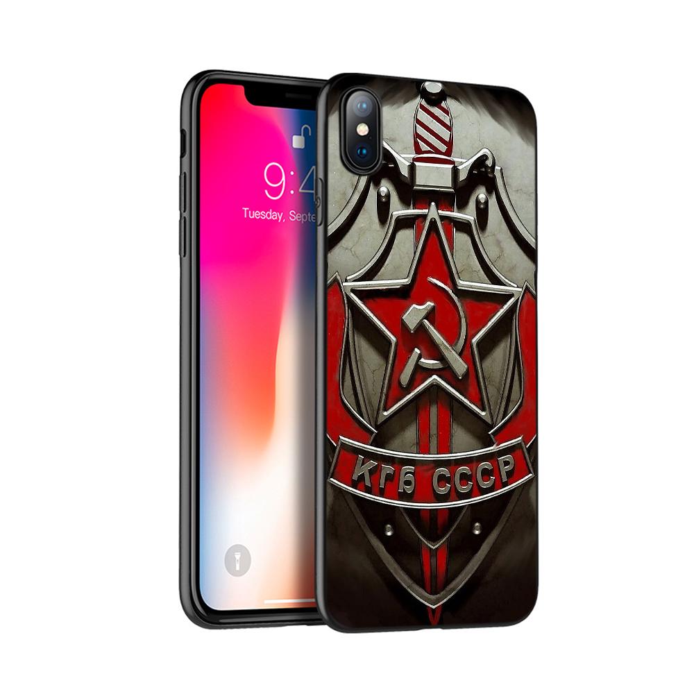 Black tpu case for iphone 5 5s SE 2020 6 6s 7 8 plus x 10 case cover for iphone XR XS 11 pro MAX case lenin Soviet Union flag