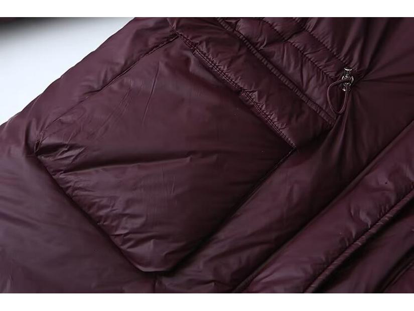 2024 Women's Wine Red Hooded Cotton Coat: European & American Style, Versatile & Fashionable Winter Wear