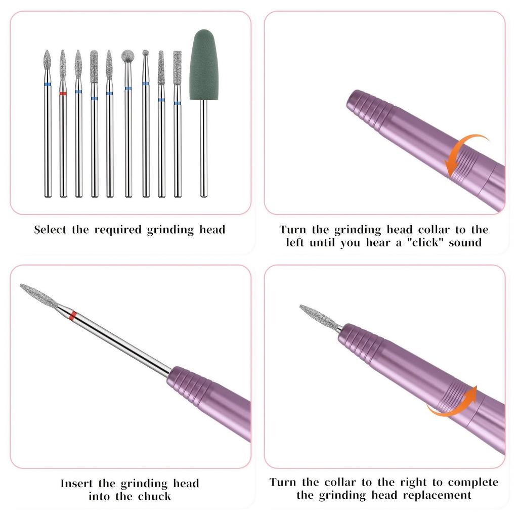 Electric Nail Drill Set with Multiple Grinding Heads for Dead Skin Removal