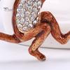 Cute Monkey Animal Shape Brooch Shining Rhinestones Inlaid Suit Lapel Pin Temperament Scarf Buckle Badge Dress Coat Accessories