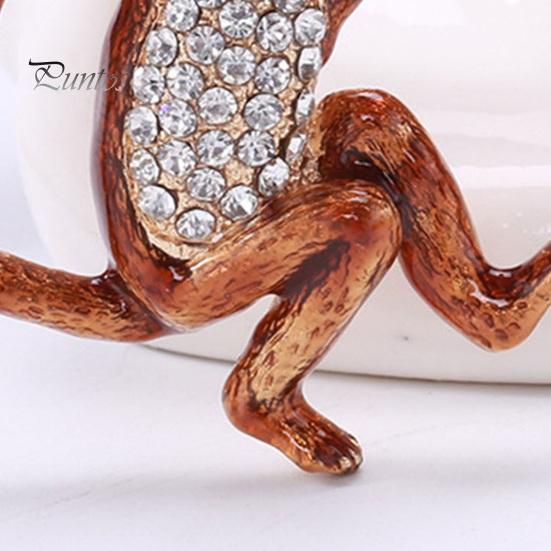Cute Monkey Animal Shape Brooch Shining Rhinestones Inlaid Suit Lapel Pin Temperament Scarf Buckle Badge Dress Coat Accessories