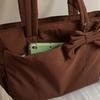 Large Capacity Cotton Padded Shoulder Bag Solid Color Nylon Handbag Bow Tote Bag  Travel Bag