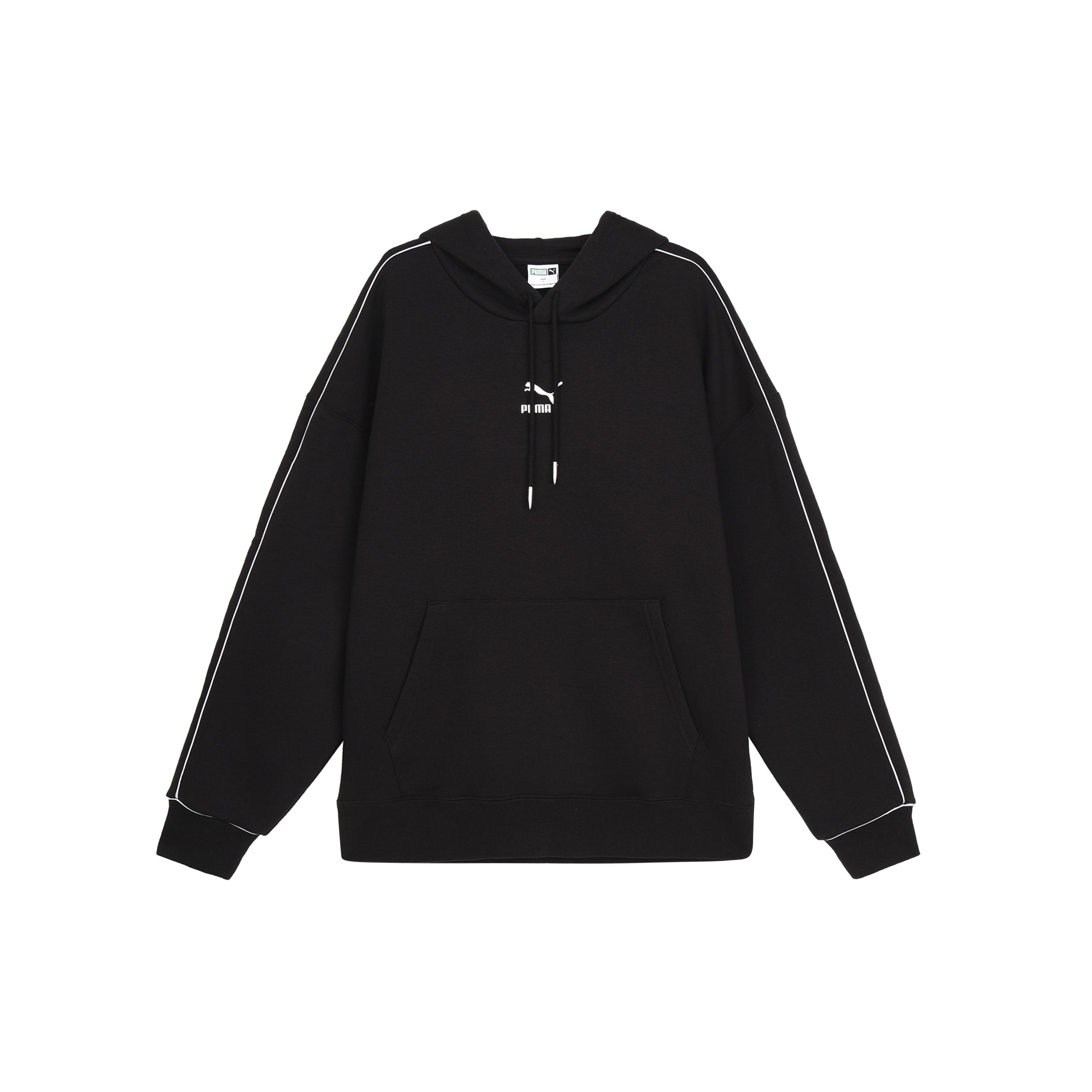 PUMA Logo Printed Hoodie Black White Men s 625077-01 L