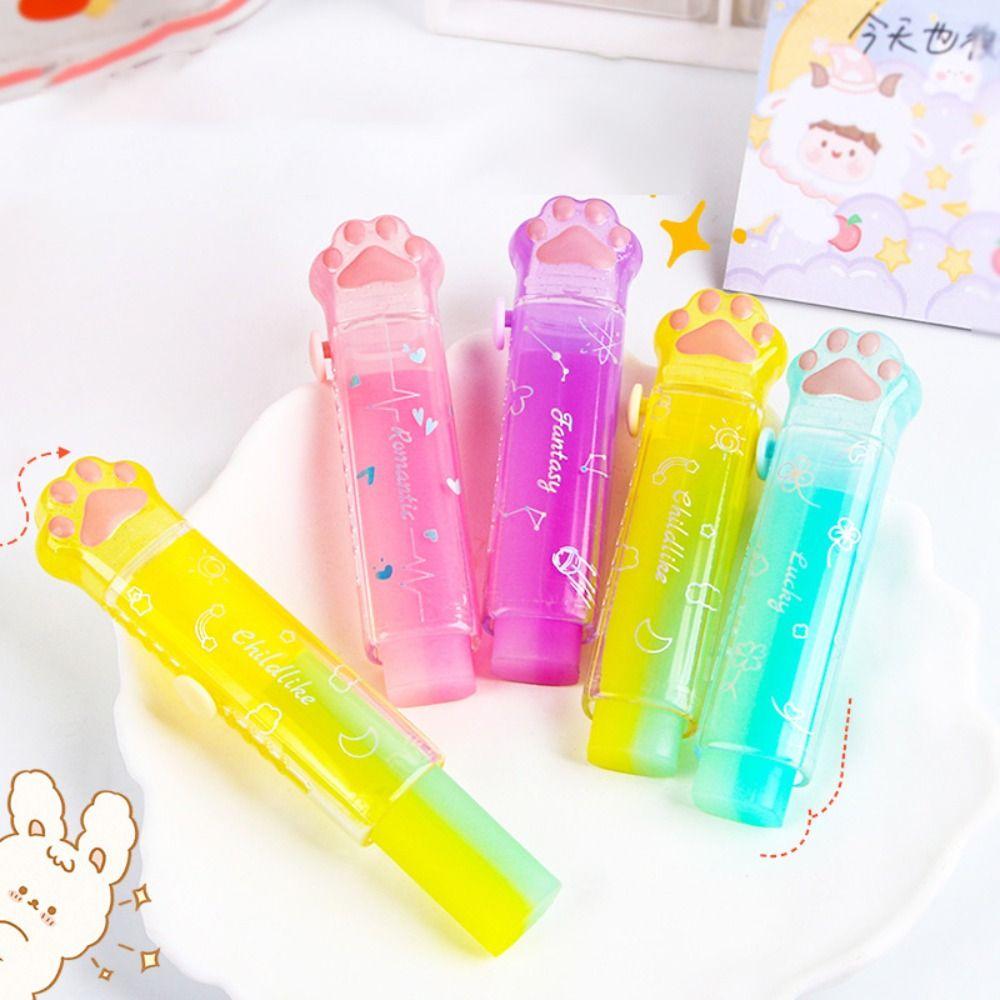 New Jelly Color Cat Paw Correction Rubber Retractable Portable Cat Paw Eraser No Residue Pencil Eraser Student Use