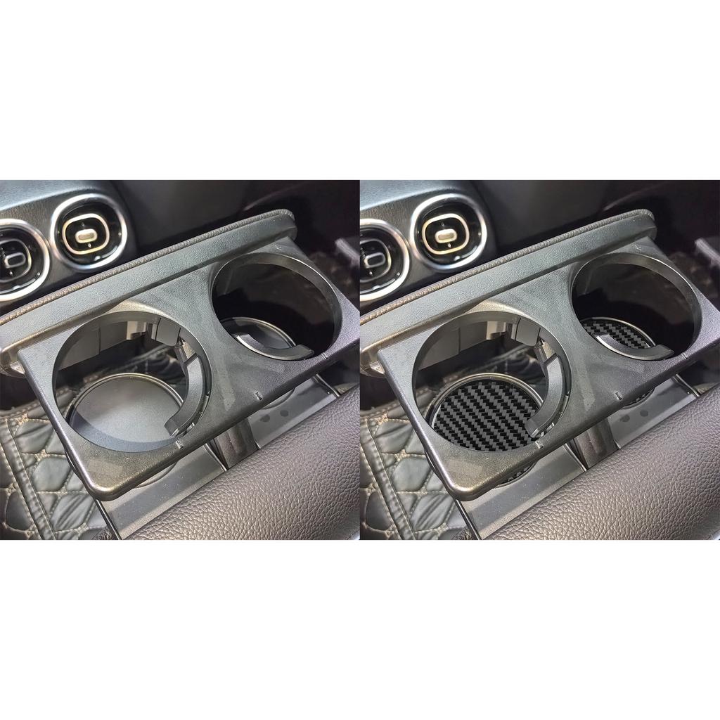 For Benz C-Class W206 2022-2024 Carbon Fiber Rear Water Cup Cushion Panel Trim Cover Car Interior Accessories Decorative Sticker