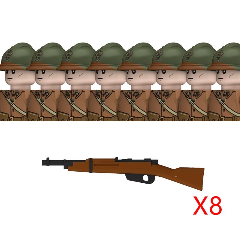Non-Toxic Ww2 French Military Soldeirs Building Blocks Italy Warrior Italian Infantry Officer Gun Helmet Army War Weapon Bricks Toys Gift