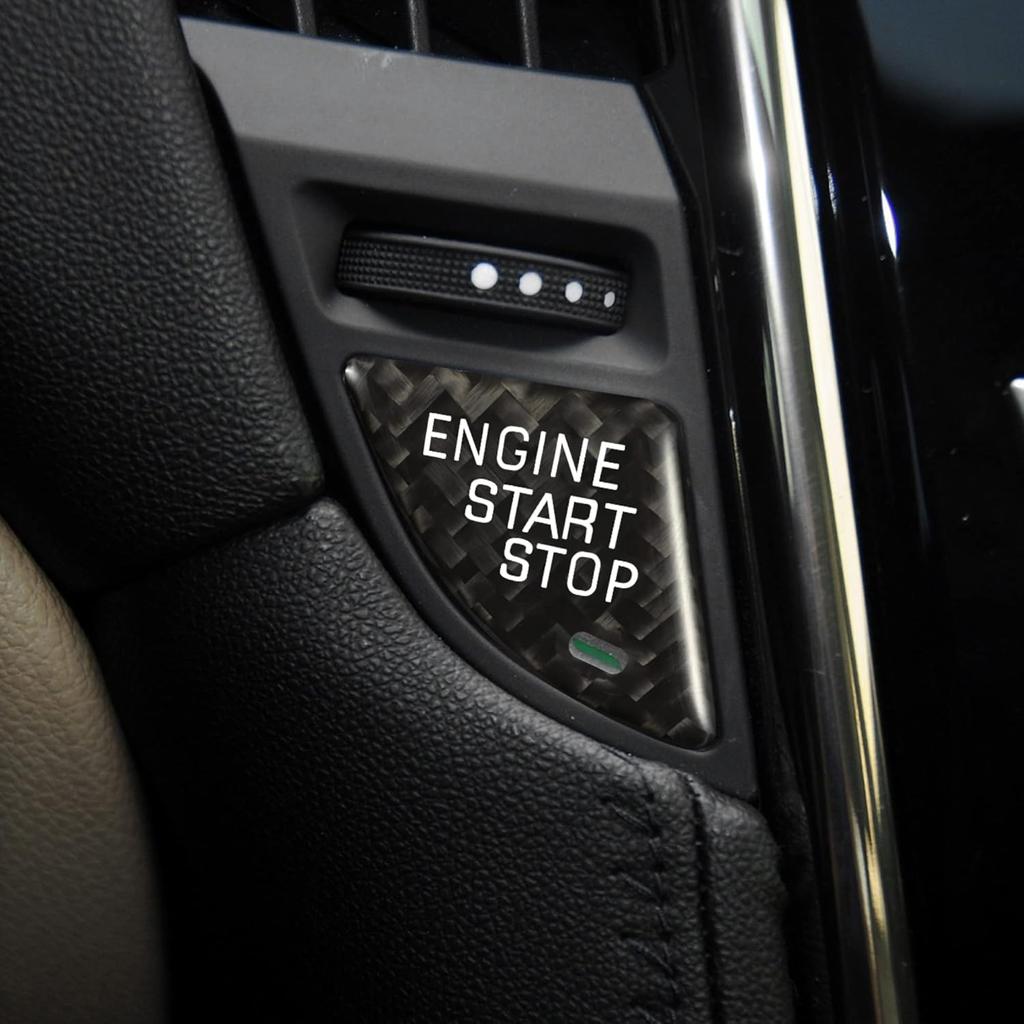 TOMALL Carbon Fiber Car Engine Start Stop Cover Sticker Compatible with Cadillac ATS ATS-L Engine Switch Power Ignition Cover Trim for Car Push Start