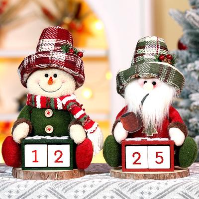 Christmas Doll Christmas Retro Checkered Old Man Snowman Sitting Doll Holiday Decoration Window Display