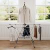 Folding Clothes Drying Rack with 5 Adjustable Wings and 4 Shoe Racks, Stainless Steel, Silver