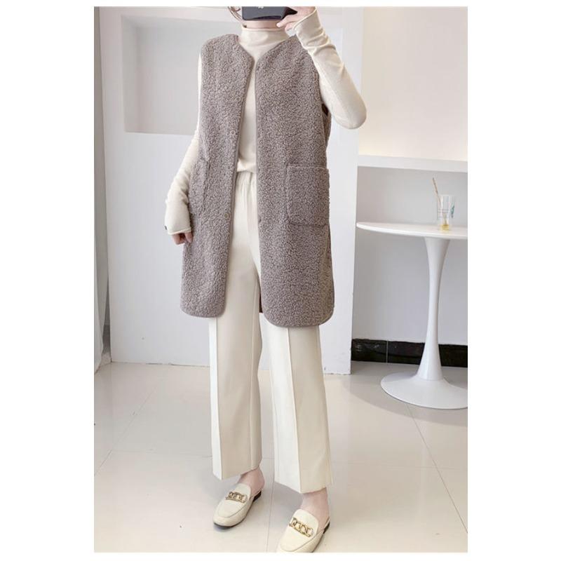 Lange Weste für Damen im Herbst und Winter, Mittellang, Imitat-Lammfellweste, Modischer neuer Stil, Trendige und angesagte Damenjacke