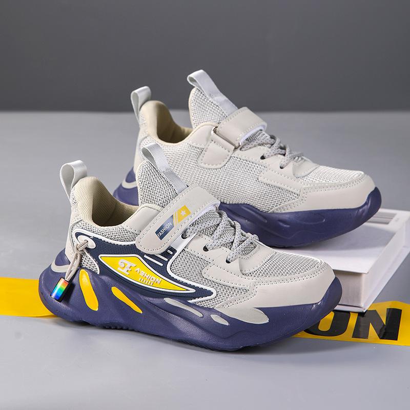 Cross-border hot selling children's shoes boys' spring and autumn mesh breathable non-slip thick-soled student casual running children's sneakers