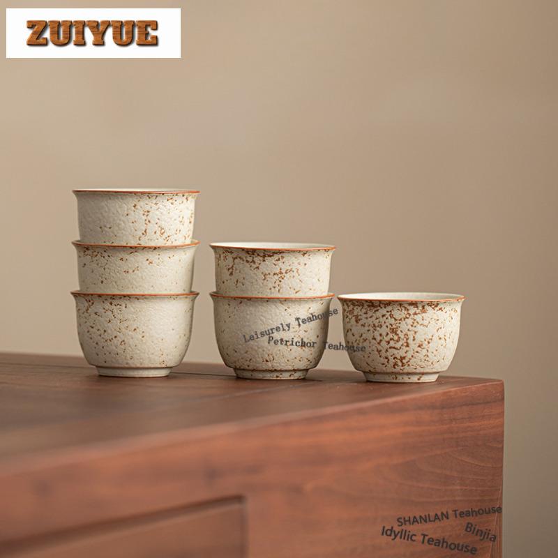 80ml Coarse Pottery Teacup Vintage Tea Bowl Beautiful Tea Cup Tea-tasting Personal Cup Chazhan Master Cups Cafes Decoration