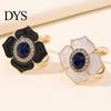 Retro Scarf Accessory Enamel Flower Ring, Oval Faux Gemstone Clip, Ring Sparkling Rhinestone Holder for Women Neckerchiefs Shirts Scarves Shawls Clip