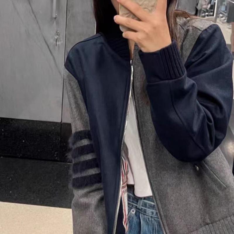 BROWIN2025 Autumn/Winter Colorblock Wool Blend Stand Collar Jacket