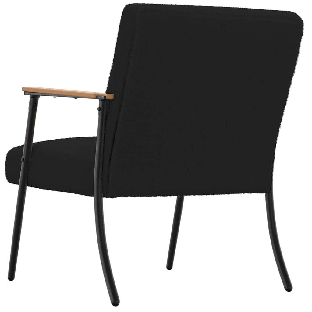 Armchair Black Curly Wool Like Fabric
