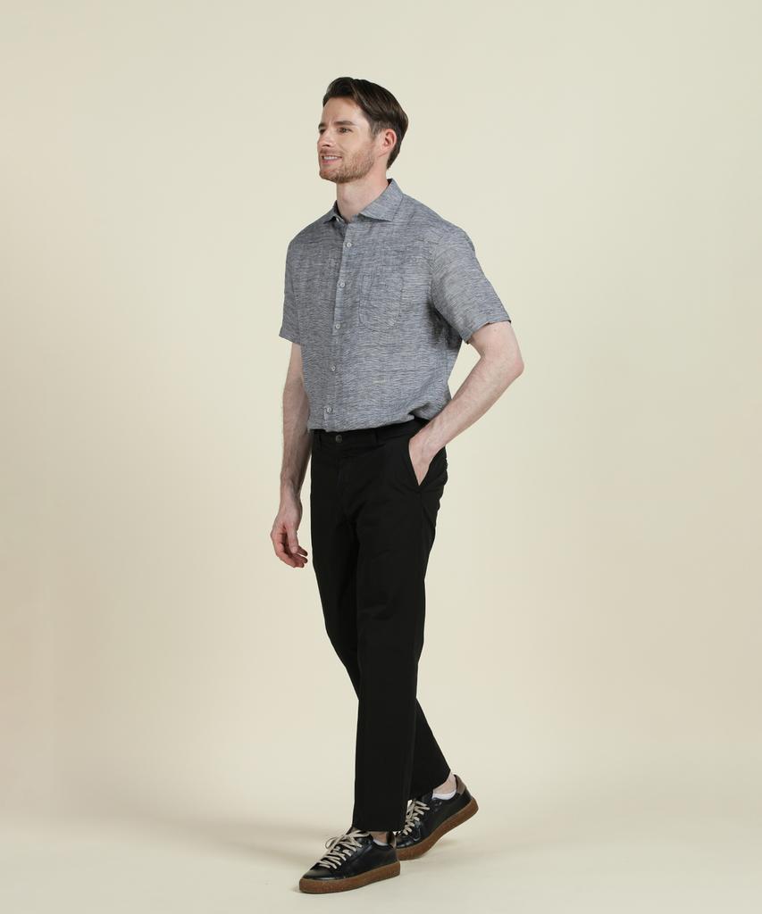 PANICALE Black Slim Fit Cotton Blend Chino Pants