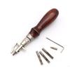ZONESUN S Edge Beveler 5 In1 Adjustable Leather Edge Stitching Groover Craft Tool Edge Stitching Groover Craft Leather Groover