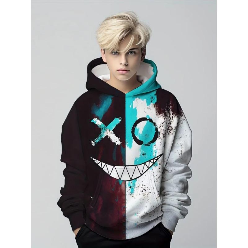Funny Smiling 3D Print Hoodie Pulover pentru băieți Pulover cu mânecă lungă Hanoră pentru băieți Hanorac pentru copii, primăvară, toamnă, pentru copii, top în aer liber