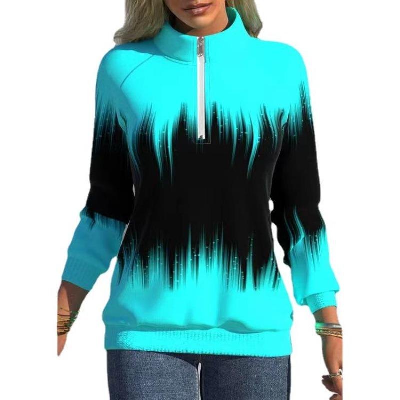 Women's Sweatshirt with Long Sleeves and A Half -haul with Zipper, Cardigan, Baggy Warm Female Tops, Coats, Fashionable Everyday Pulver, Sweatshirts