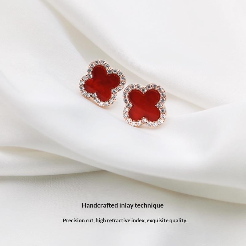 Boucles d'oreilles puces Trèfle à quatre feuilles Classiques - Nouveau Design de Luxe Qualité Supérieure Boucles d'oreilles Trèfle Porte-bonheur Résistant à la décoloration