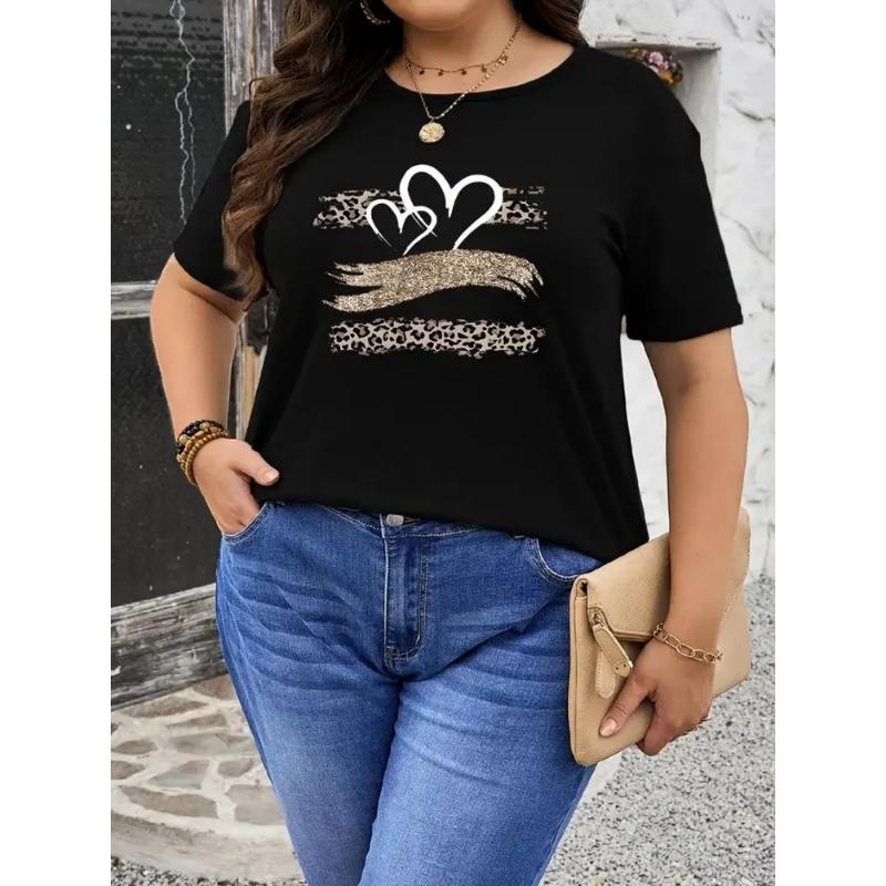 Fashion Women's Crew Neck Short Sleeves 3D Color Printing Crew Neck Short Sleeves Are Versatile  Simple