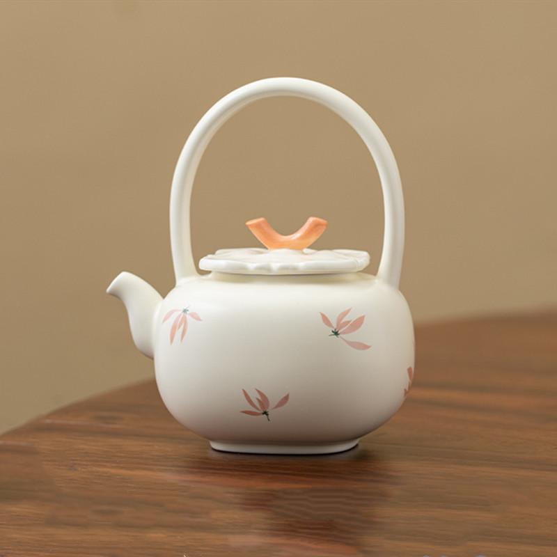 Chinese Traditional Ceramic Teapots Handmade Orchid Flowers Tea Pot Household Travel Portable Tea Set Beauty Tea Infuser Kettle