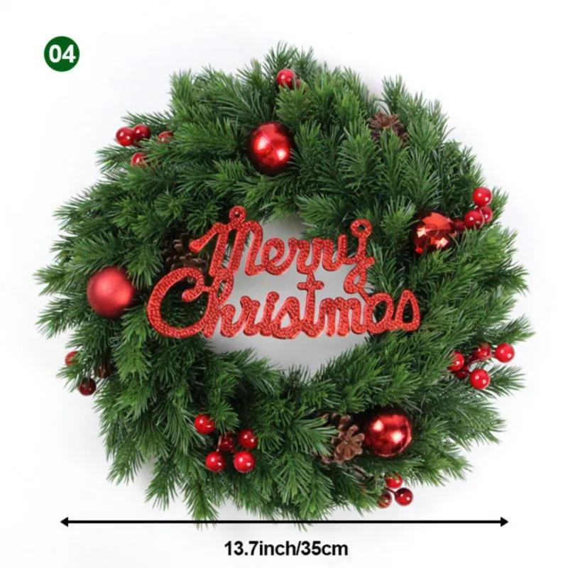 35cm Merry Christmas Wreath Front Door Artificial Pine Needle Snow Garland Christmas Decoration New Year Navidad Home Decor