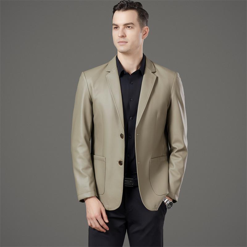 Men's genuine leather jacket autumn and winter new high-end business casual temperament fashionable windproof leather jacket