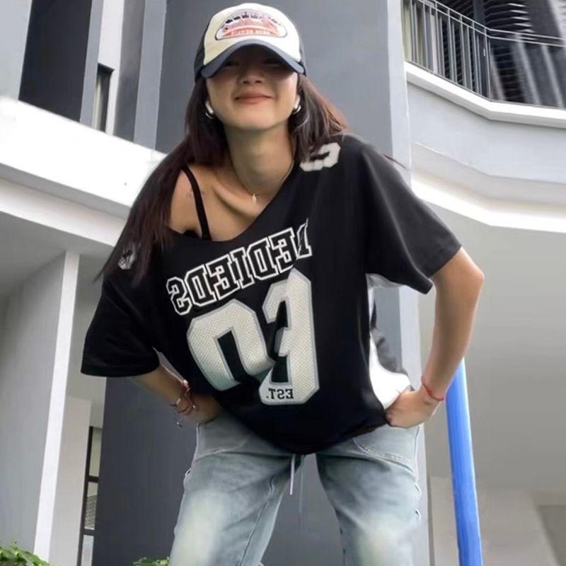 

Sisjuly Скейтборд Молодежная Модная Повседневная Футболка с Принтом Black S