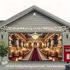 1 2D Background Banner Luxurious Palace Red Carpet Staircase Decoration Polyester Fabric Background Fabric Party Decoration