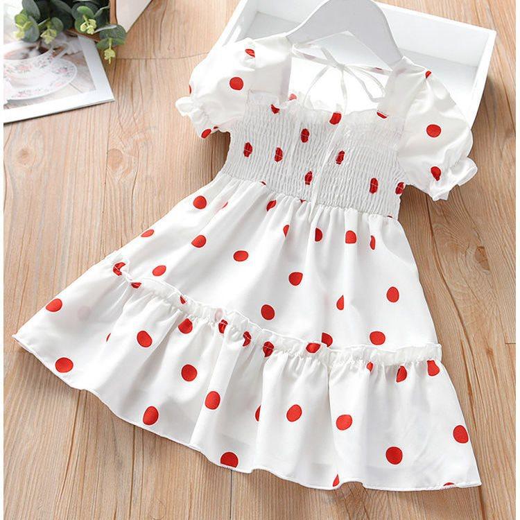 

Детское модное платье в горошек с короткими рукавами для девочек Стильное платье для детей для маленьких девочек 90