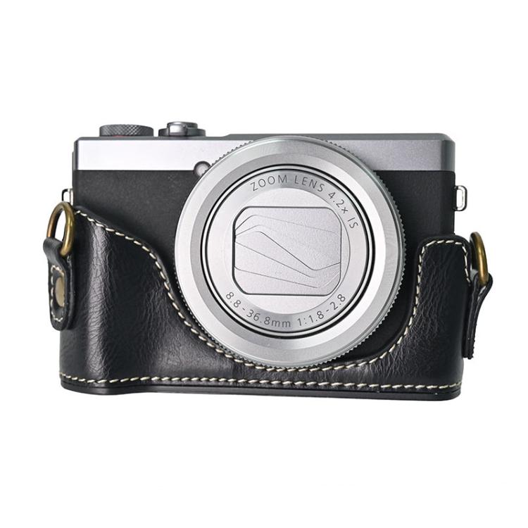 Custodia a sacca per fotocamera a corpo intero in PU-pelle retrò con apertura a tirante e tracolla, Custodia protettiva per Canon G7 X Mark III / SX740 HS