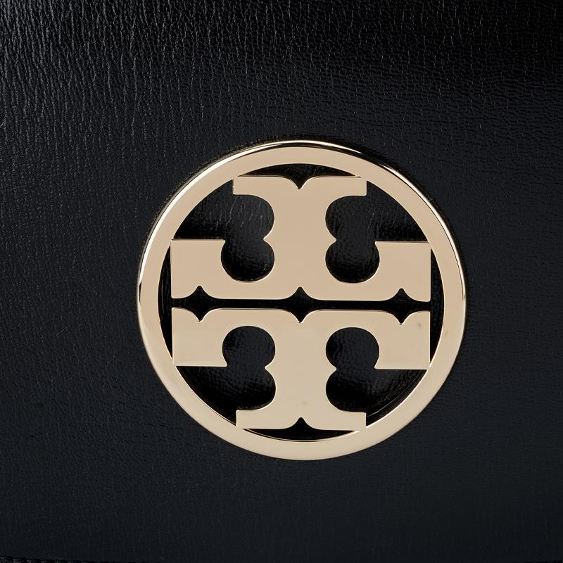 Tory Burch Reva Double T Logo Flap Removable Metal Shoulder Strap Leather Crossbody Clutch Women Handbags Black 152250-001