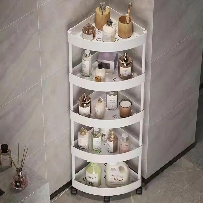 Modern Minimalist 5-Tier Movable Bathroom Corner Shelf
