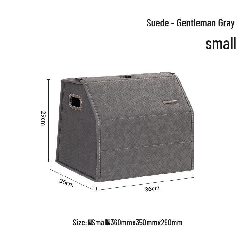 Großer Kofferraum-Organizer für das Auto, Leder mit Schafsfellmuster, Aufklappbares faltbares Design.