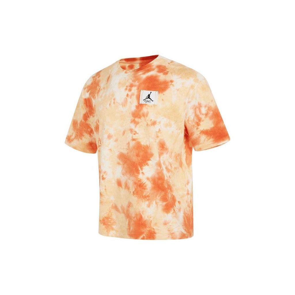 Jordan American Retro Dopamine Wash Tie-Dye Logo Print Casual Round Neck Short Sleeve Drop Shoulder T-Shirt Men Tops Orange DX9584-112