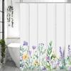 Spring Flower Plant Shower Curtain, Bathroom Decorative Shower Curtain, Waterproof Shower Curtain with Hooks