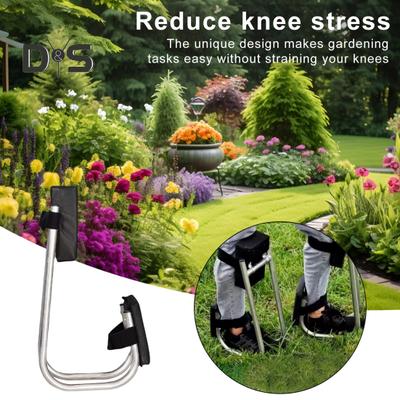 Stainless Steel Knee Seat Leg Numbness Reduction Knee Protection Strap-on Kneeling Device Ergonomic Gardening Farm Work Kneeler Seat