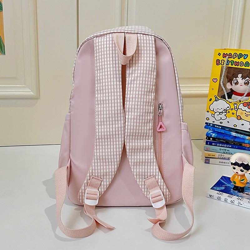 School Bag High Value Ins Cute Plaid Big Light Casual School Bag Large Capacity Commuter Girl Backpack