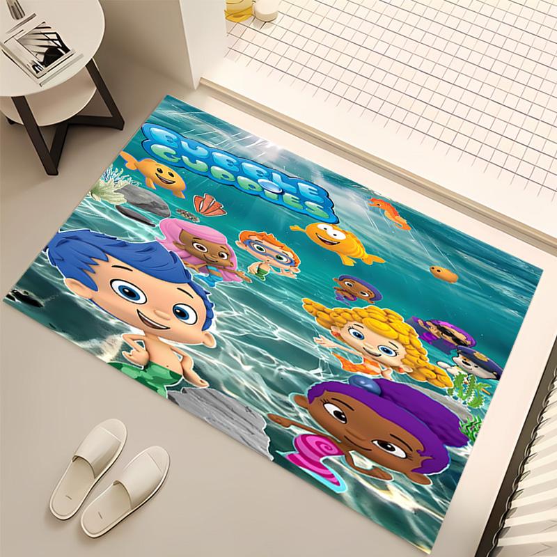 1pc Bubble Guppies Print Area Rug - Soft, Washable Non-Slip Indoor Mat, Living Room, Home Office Decorative Rug,Office Decorative