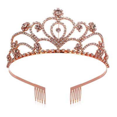 Bridal Crown Hair Accessories Fashionable Simple Alloy Diamond Headband Wedding Dress Large Crown Tiara Princess Hair Crown