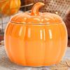 Ceramic Bowl Pumpkin Shape Cartoon Pumpkin Jar Soup Can with Lid Condiment Box Seasoning Pot Soup Bowl Kitchen Container
