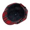 [Withmoons] Casquette Newsboy Hat Beret Baker Boy Hat Gingham Check HM31178 (Red)