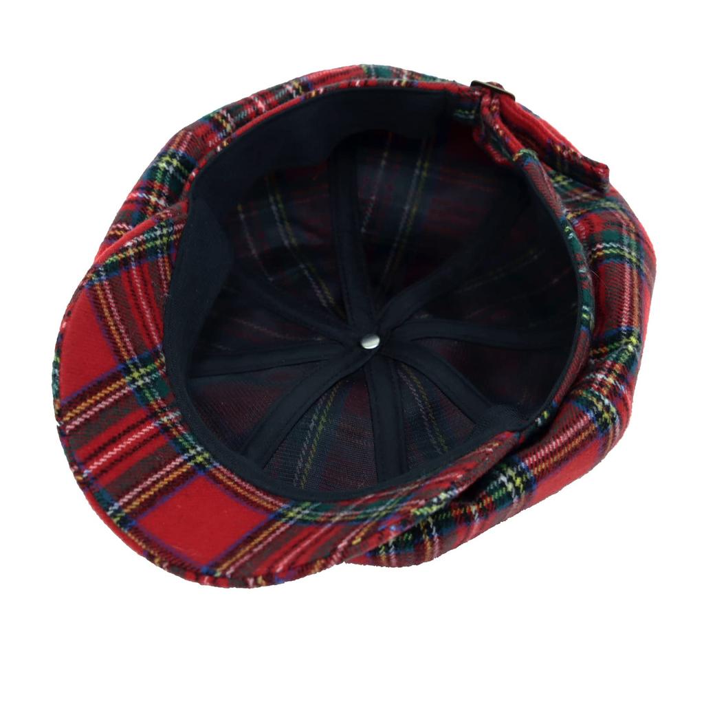 [Withmoons] Casquette Newsboy Hat Beret Baker Boy Hat Gingham Check HM31178 (Red)