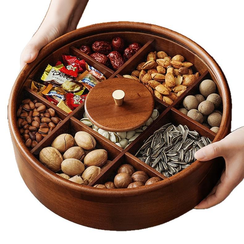 Wedding Dried Fruit Plate - Elegant Nine-Grid Glass Snack Box for Living Room