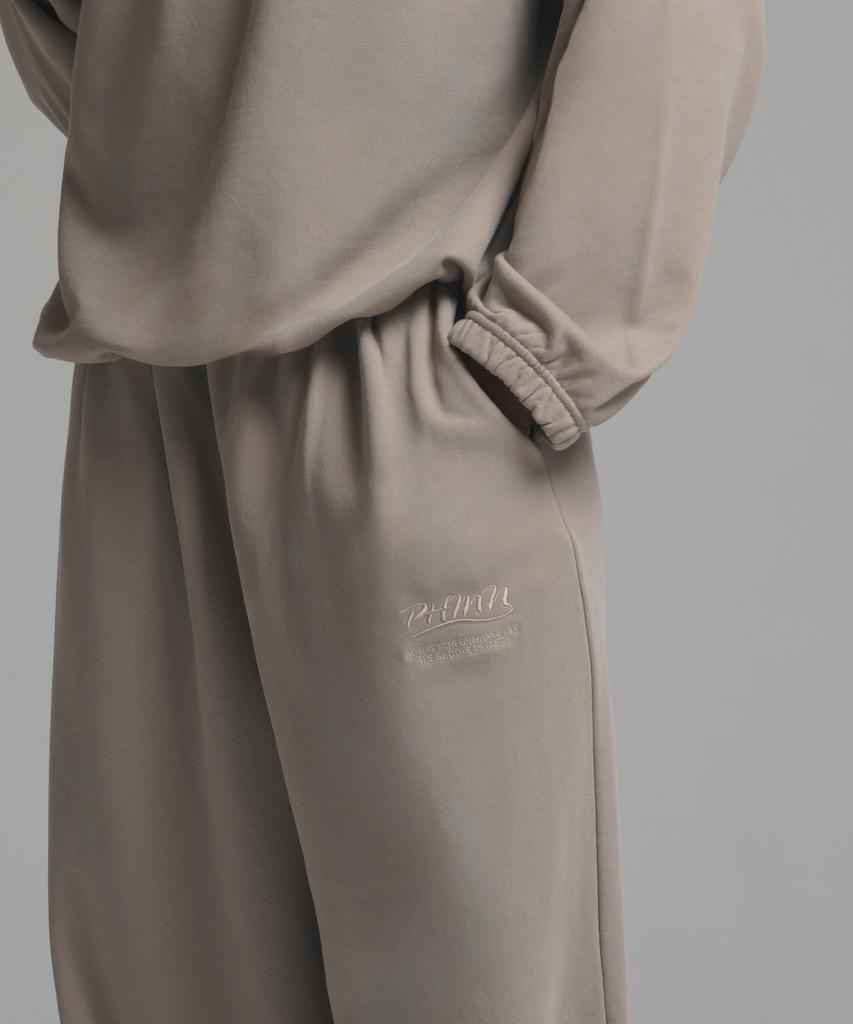 PHERMENON Oversized Pigment Wide String Jogger Pants - Beige